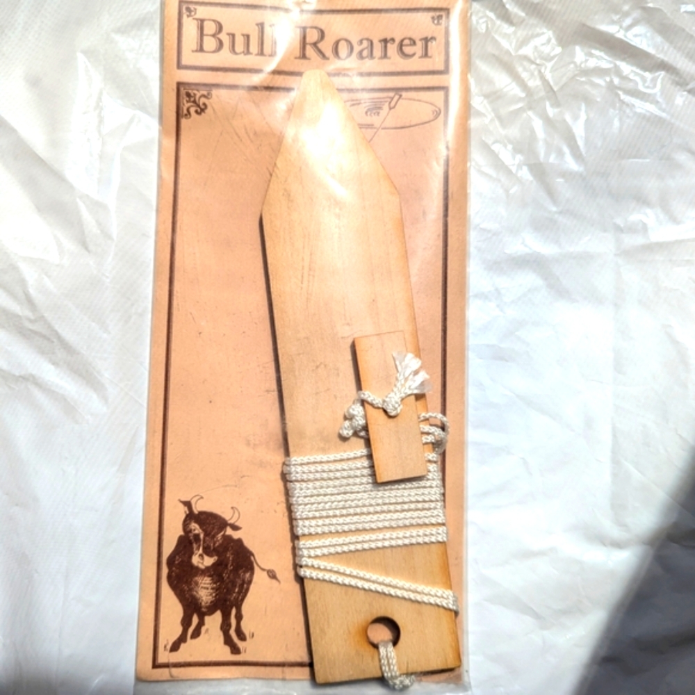 Vintage Wooden Bull Roarer with Rope